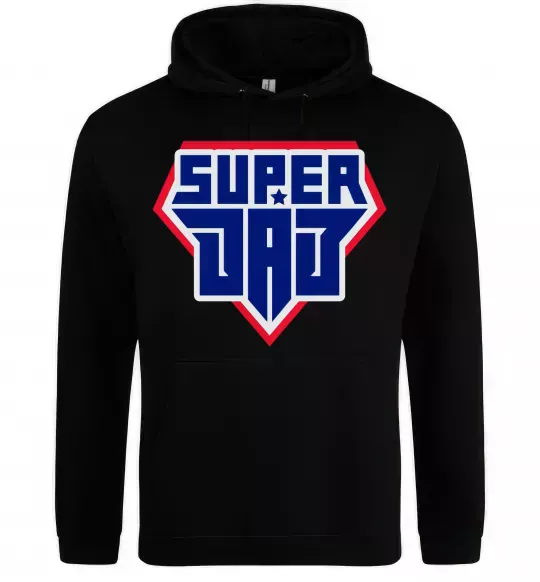 Чоловіча толстовка (худі) Super Dad красный с синим Чорний фото