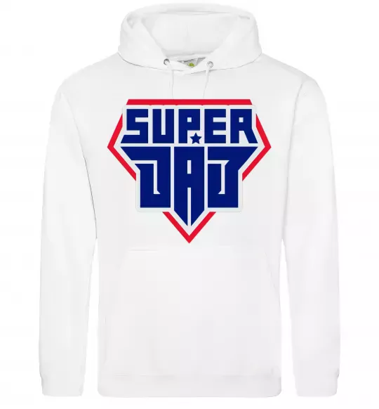 Чоловіча толстовка (худі) Super Dad красный с синим Білий фото