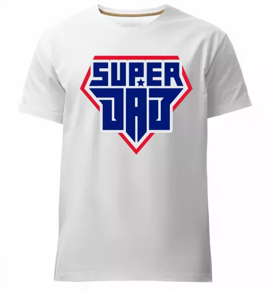 Мужская премиум футболка Super Dad красный с синим Белый фото