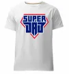 Мужская премиум футболка Super Dad красный с синим Белый фото