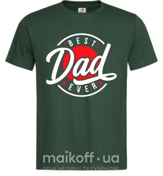 Мужская футболка Best dad ever в кругу Темно-зеленый фото