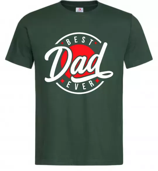 Чоловіча футболка Best dad ever в кругу Темно-зелений фото