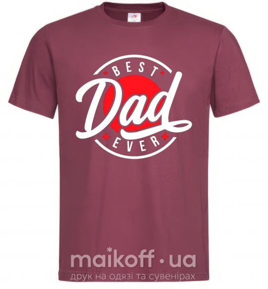 Мужская футболка Best dad ever в кругу Бордовый фото