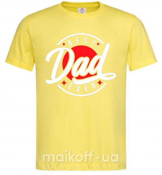 Мужская футболка Best dad ever в кругу Лимонный фото