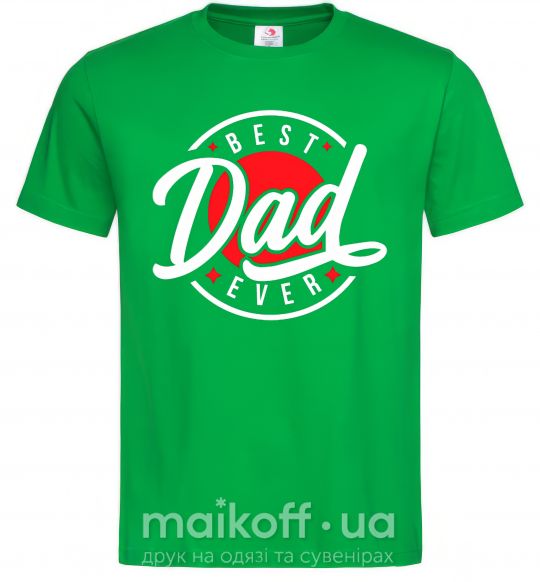 Мужская футболка Best dad ever в кругу Зеленый фото