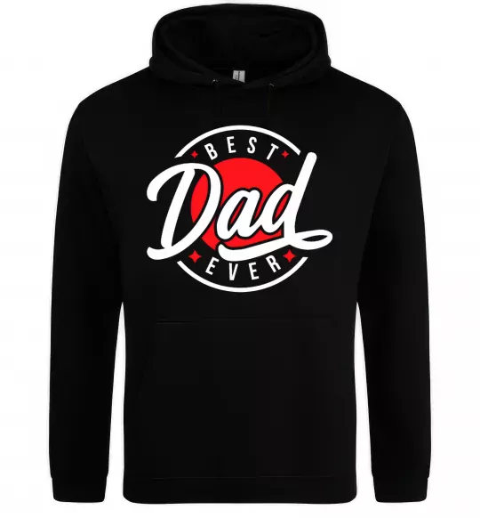Чоловіча толстовка (худі) Best dad ever в кругу Чорний фото