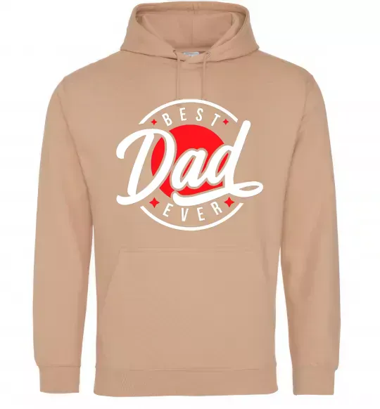 Чоловіча толстовка (худі) Best dad ever в кругу Пісочний фото