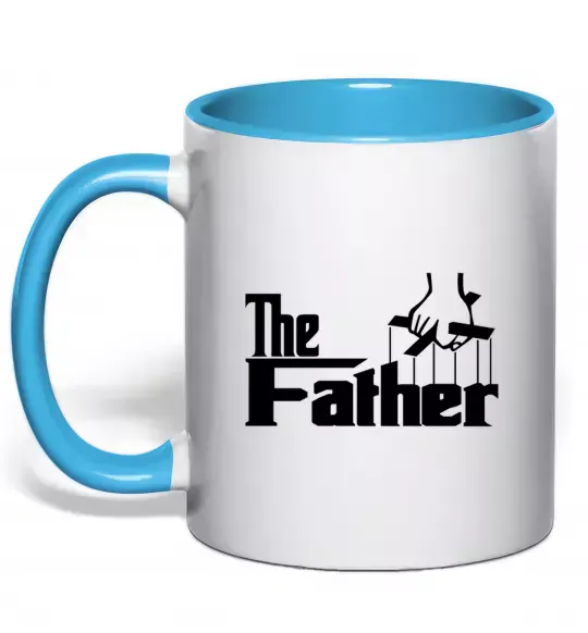 Чашка с цветной ручкой The father Голубой фото