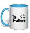 Чашка с цветной ручкой The father Голубой фото