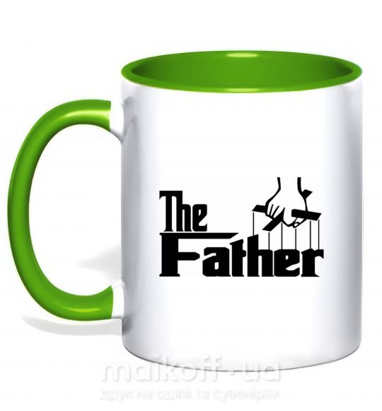Чашка з кольоровою ручкою The father Зелений фото