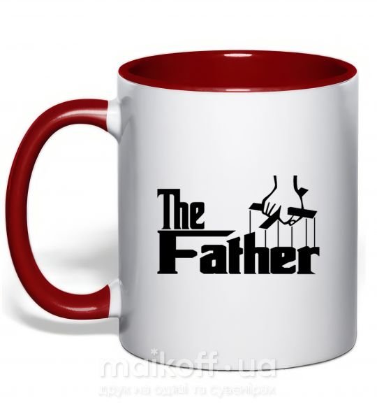 Чашка с цветной ручкой The father Красный фото