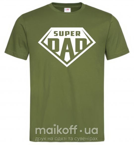 Мужская футболка Super dad белый Оливковый фото