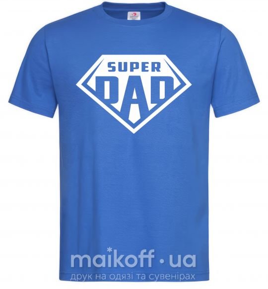 Мужская футболка Super dad белый Ярко-синий фото