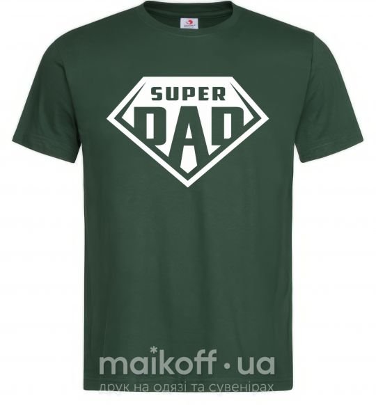 Мужская футболка Super dad белый Темно-зеленый фото