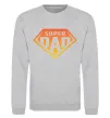 Світшот Super dad red Сірий меланж фото