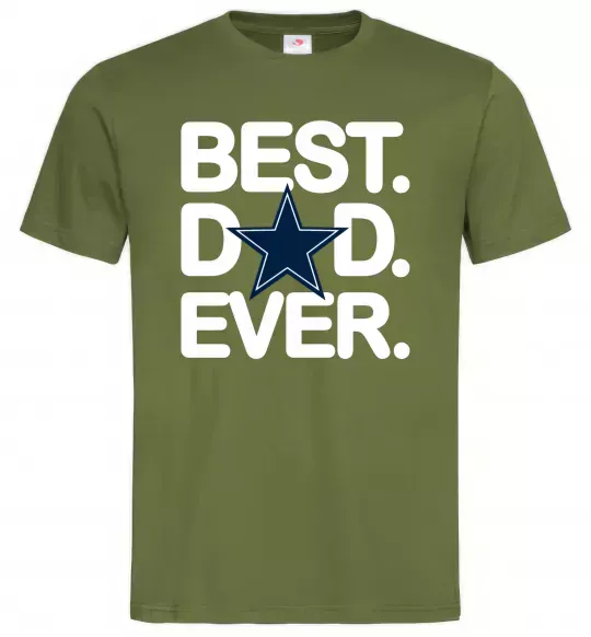 Мужская футболка Best dad ever звезда Оливковый фото