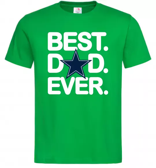 Мужская футболка Best dad ever звезда Зеленый фото