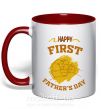 Чашка з кольоровою ручкою Happy first father's day Червоний фото