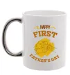 Чашка з кольоровою ручкою Happy first father's day Срібло Чашка з кольоровою ручкою Happy first father's day Срібло фото