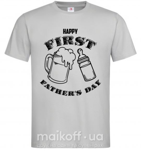 Мужская футболка Happy first father's day Серый фото