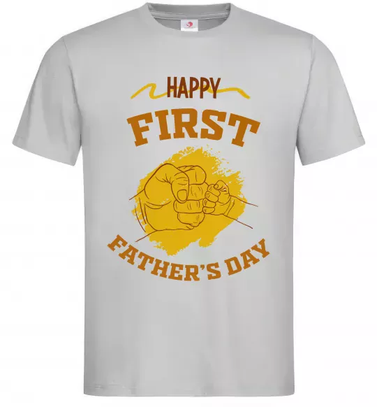 Мужская футболка Happy first father's day Серый фото