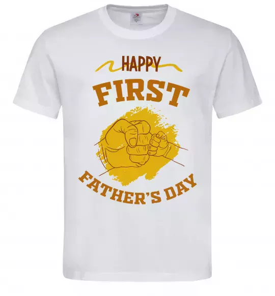 Мужская футболка Happy first father's day Белый фото