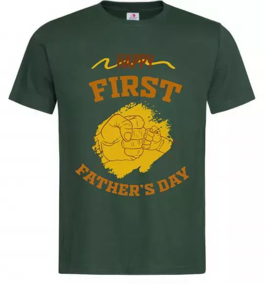 Мужская футболка Happy first father's day Темно-зеленый фото
