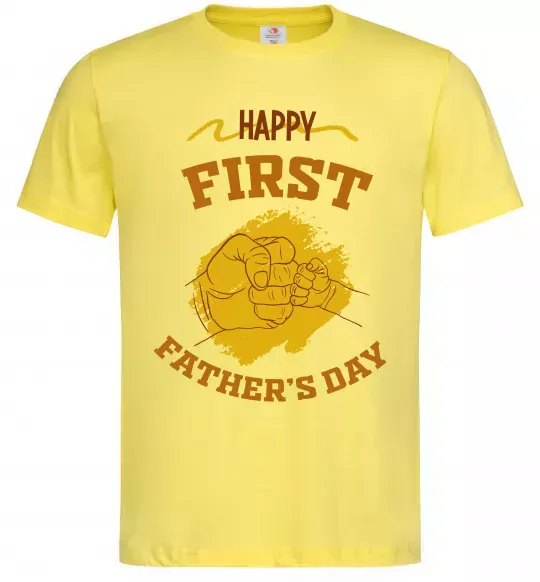 Мужская футболка Happy first father's day Лимонный фото
