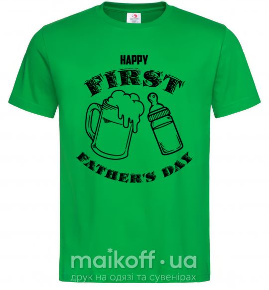 Мужская футболка Happy first father's day Зеленый фото