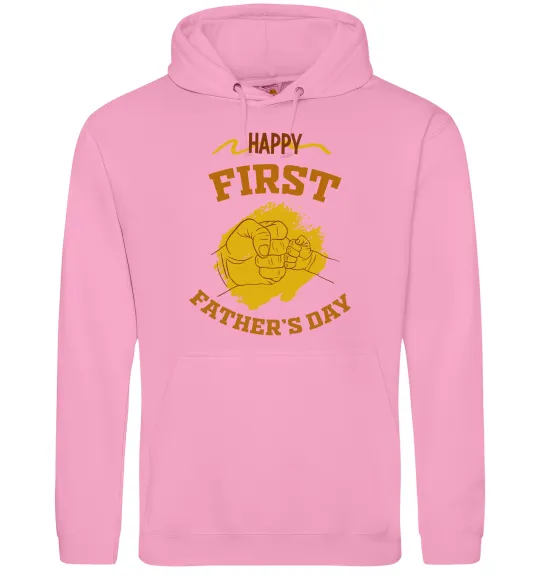 Мужская толстовка (худи) Happy first father's day Розовый фото