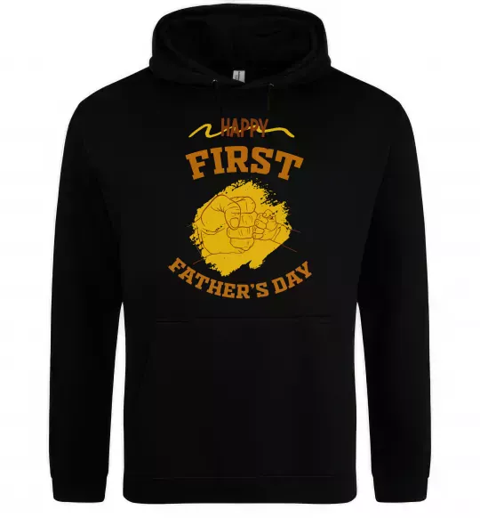 Мужская толстовка (худи) Happy first father's day Черный фото