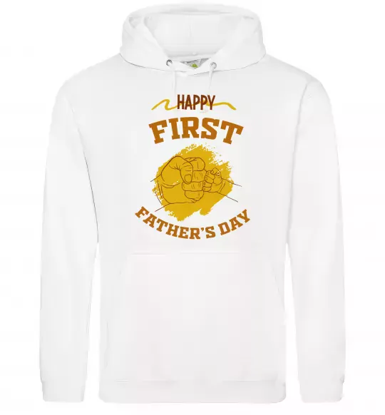 Мужская толстовка (худи) Happy first father's day Белый фото