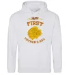 Мужская толстовка (худи) Happy first father's day Серый меланж фото