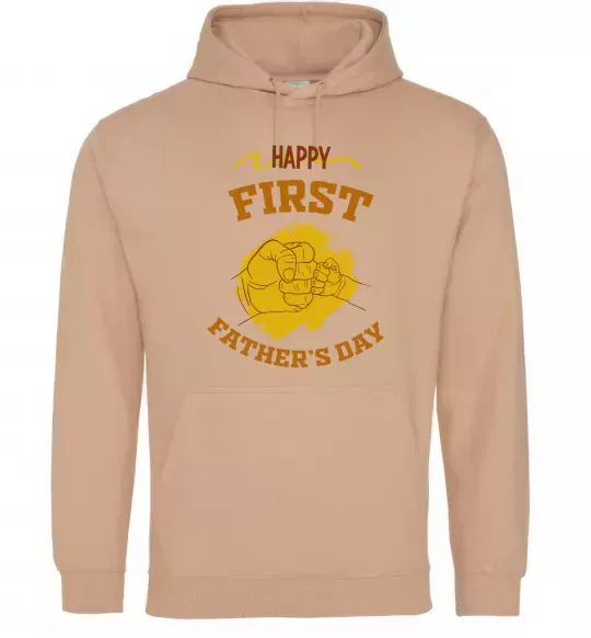 Мужская толстовка (худи) Happy first father's day Песочный фото