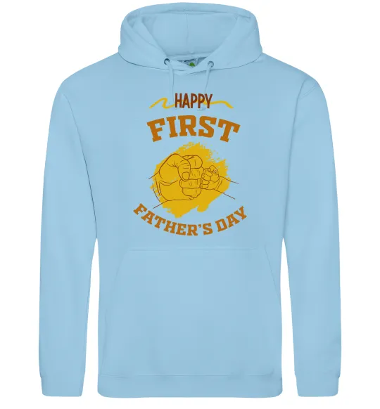 Мужская толстовка (худи) Happy first father's day Голубой фото