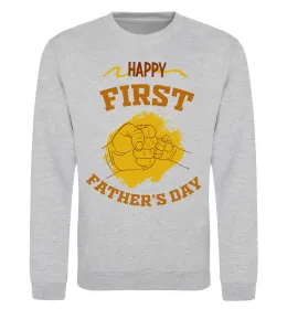 Світшот Happy first father's day Сірий меланж фото