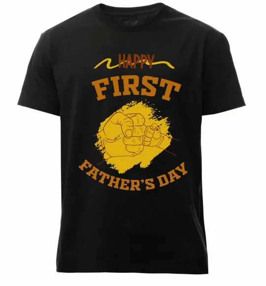 Мужская премиум футболка Happy first father's day Черный фото