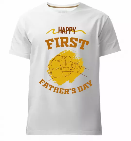 Мужская премиум футболка Happy first father's day Белый фото