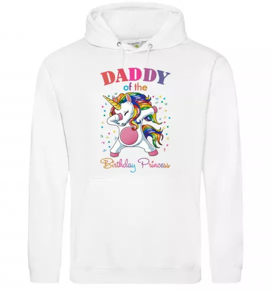 Чоловіча толстовка (худі) Daddy of the birthday princess Білий фото