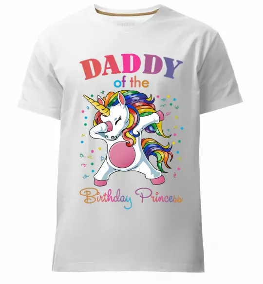 Мужская премиум футболка Daddy of the birthday princess Белый фото