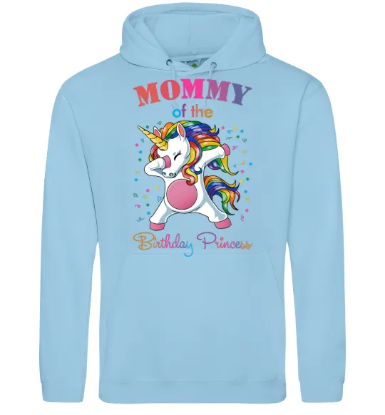 Женская толстовка (худи) Mommy of the birthday princess Голубой фото