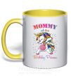 Чашка с цветной ручкой Mommy of the birthday princess Солнечно желтый фото