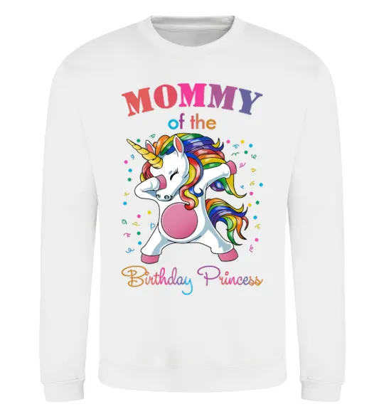 Світшот Mommy of the birthday princess Білий фото