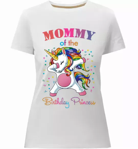 Жіноча преміум футболка Mommy of the birthday princess Білий фото