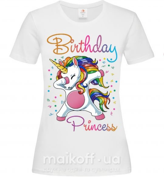Жіноча футболка Birthday princess Білий фото