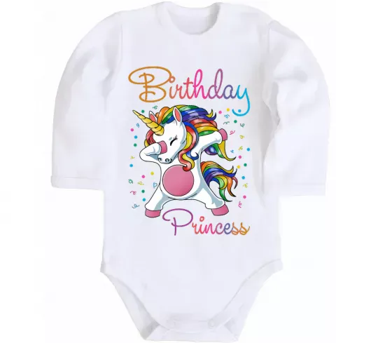 Дитячий бодік Birthday princess Білий фото