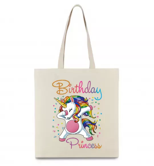 Еко-сумка Birthday princess Бежевий фото