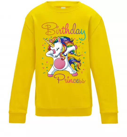 Детский Свитшот Birthday princess Солнечно желтый фото