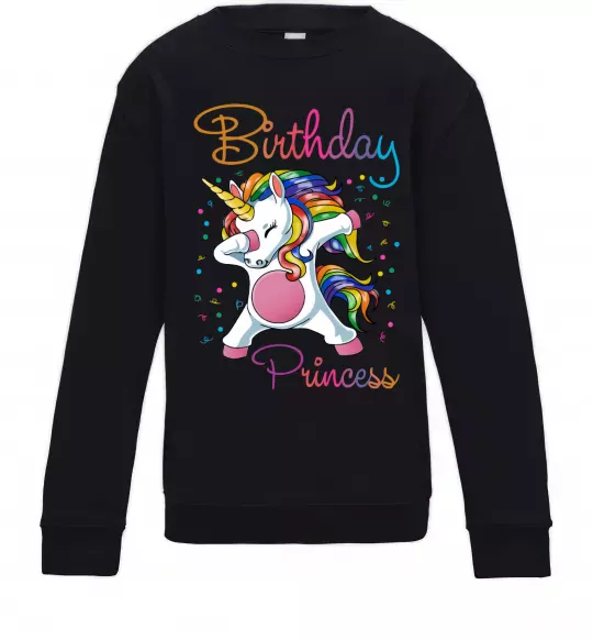 Детский Свитшот Birthday princess Черный фото