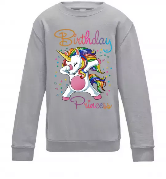 Детский Свитшот Birthday princess Серый меланж фото